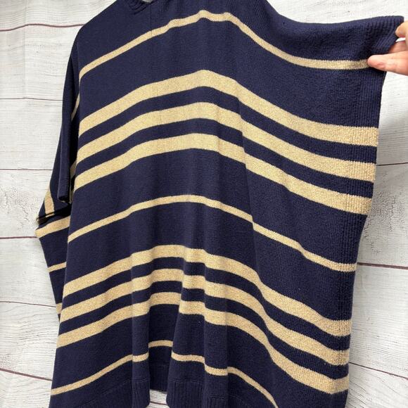 Gap blue Tan Stripe Wool Blend Poncho size XL - Picture 12 of 12